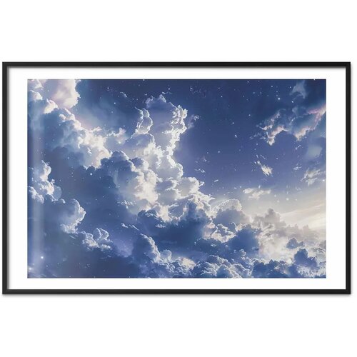  Plakat Starry Clouds and Soft Light Over a Corner of the Sky 60x40 Crni okvir s margom Slike