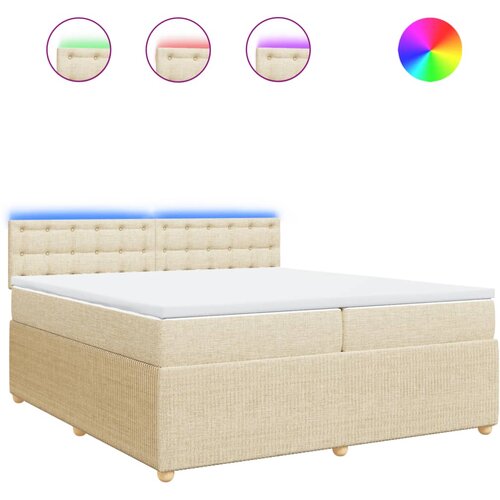 vidaXL Box spring postelja z vzmetnico krem 200x200 cm blago, (21309597) Cene