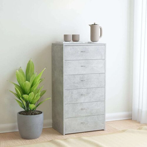vidaXL Komoda sa 6 ladica boja betona 50x34x96 cm konstruirano drvo Cene