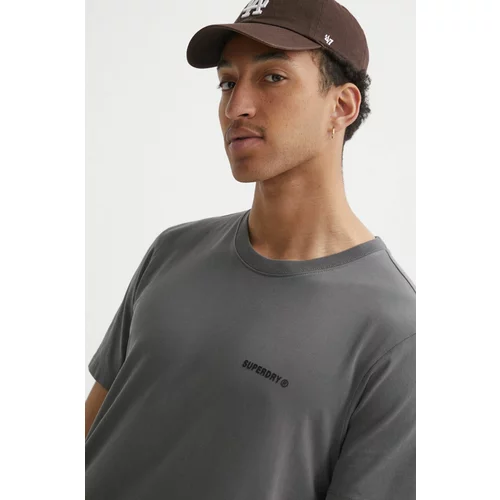 Superdry Pamučna majica za muškarce, boja: siva, bez uzorka