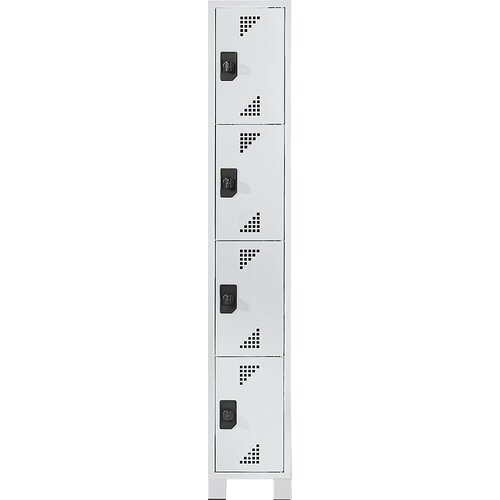 eurokraft pro Omara s predelki z zaklepanjem, višina predelka 418 mm, VxŠxG 1800 x 300 x 500 mm, 4 predelki, cela svetlo siva Cene