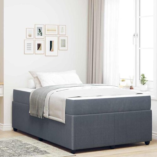vidaXL Posteljni okvir z vzmetnico Drugo Temno siva 120 x 200 cm Žamet Cene