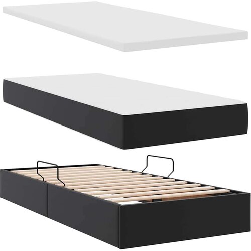  Krevet s madracem i skladi&amp;scaron;tem Crna 90 x 190 cm Lažna koža Slike