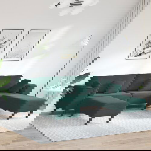 VidaXL Bar&amp;scaron;unasta sofa s jastukom s jastukom 3 pcs Tamnozelena 208 cm Bar&amp;scaron;un Slike