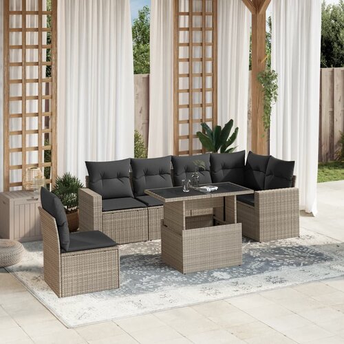 vidaXL 7-dijelni set vrtnih sofa svjetlosivi od poliratana Cijene