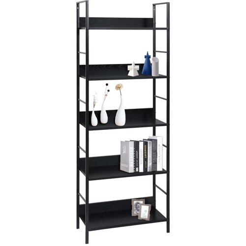 Maison Chic Knjižna omara - Knjižna polica - Knjižni regal 5-nadstropna črna 60x27,6x158,5 cm inž. les, (21723374) Slike