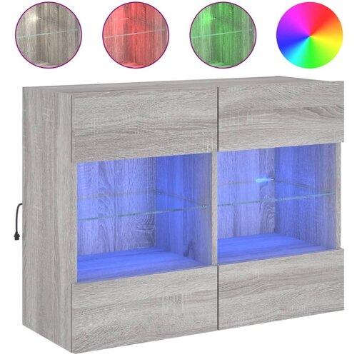 Maison Chic Stenska TV omarica - TV stojalo - Televizijska omarica z LED lučkami siva sonoma 78,5x30x60,5 cm, (21702298) Cene
