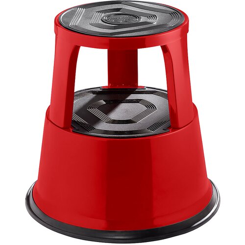 eurokraft pro Stolček na kolesih, iz trdne jeklene pločevine, višina obremenjenega 420 mm, tri drsna kolesa, rdeča Cene