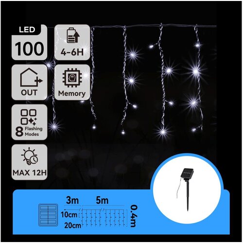 Aigostar LED solarni lanac 100xLED/8 funkcija 8x0,4m IP65 hladna bela Cene