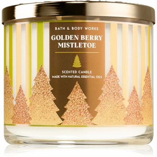 Bath & Body Works Golden Berry Mistletoe dišeča sveča 411 g