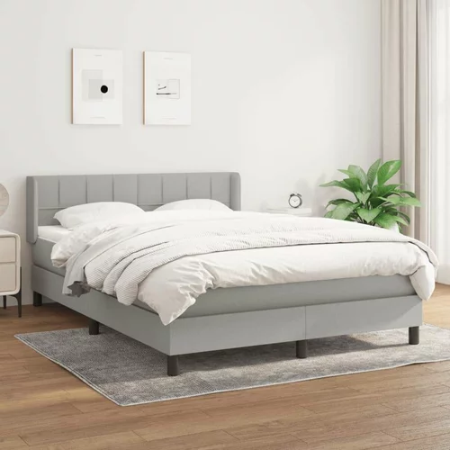  Krevet s oprugama i madracem svjetlosivi 140x190 cm od tkanine