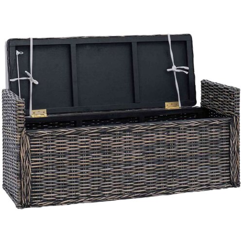  Klupa za pohranu s jastukom Crno pranje 110 x 40 x 50 cm Ratan Slike