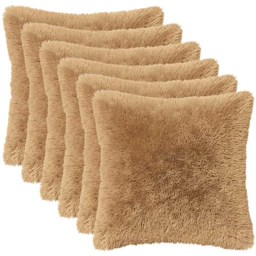  Presvlaka za jastuk 6 pcs HEERLEN Sivosmeđa 45 x 45 cm PV flis Cene