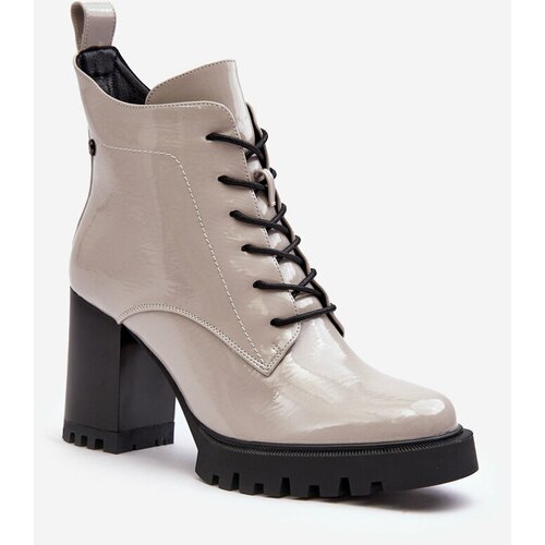 Kesi Patented, insulated high-heeled shoes, light grey S.Barski Cene