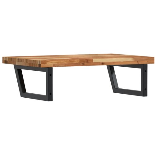  Zidna polica za umivaonik od čelika i masivnog bagremovog drva Smeđa 60 x 50 x 4 cm Slike