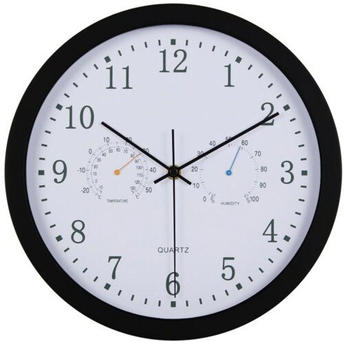 INF Tiha stenska ura s termometrom Higrometer Black, (21236359) Slike