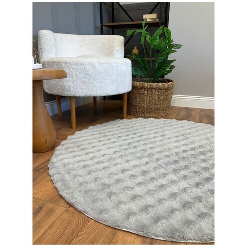 Oyo Concept Sivi periv okrugao tepih &amp;oslash; 120 cm Bubbly &amp;ndash; Slike