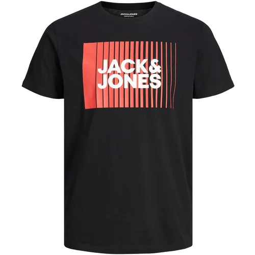 Jack & Jones Majica crvena / crna / bijela