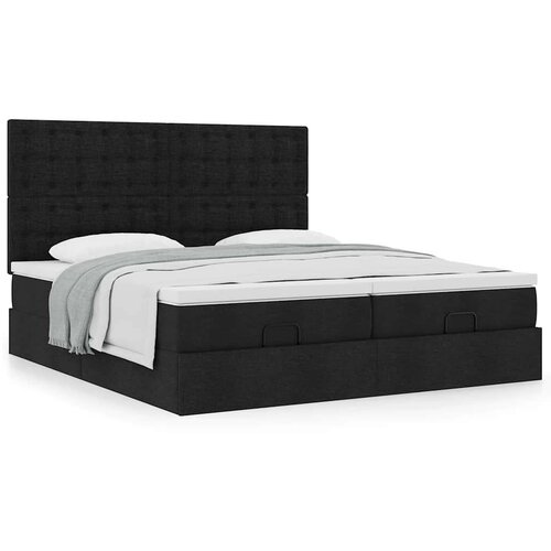 vidaXL Otomanski posteljni okvir z vzmetnicami črn 180x200 cm blago Cene