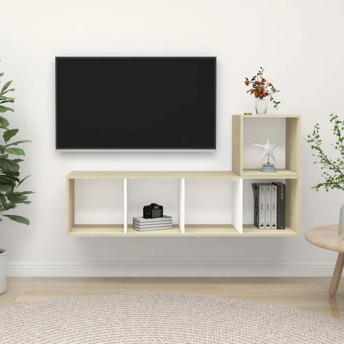 vidaXL Komplet TV omaric 2-delni bel in sonoma hrast iverna plošča