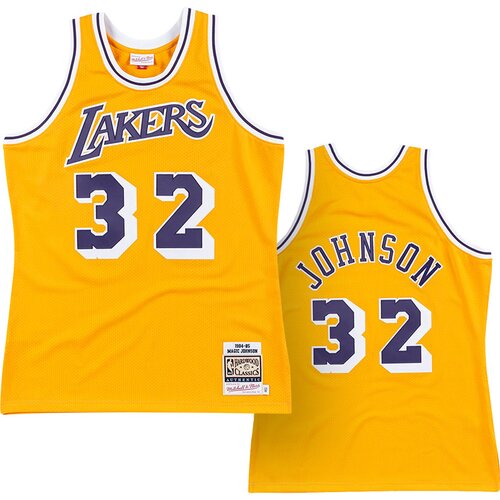 Mitchell And Ness Magic Johnson 32 Los Angeles Lakers 1984-85 Mitchell &amp;amp; Ness Authentic Home dres Slike