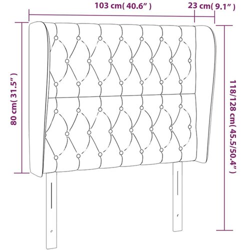  Uzglavlje s u&amp;scaron;ima svjetlosivo 103x23x118/128 cm od tkanine Slike