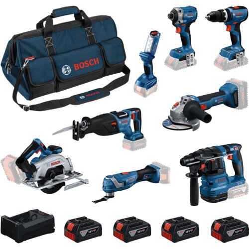 Bosch Kombinovani set PRO Komplet od 8 alata od 18 V: GSB + GDR + GBH + GWS + GKS + GSA + GOP + GLI + 4x GBA 18V 5.0Ah + GAL 0615V00061 Cene