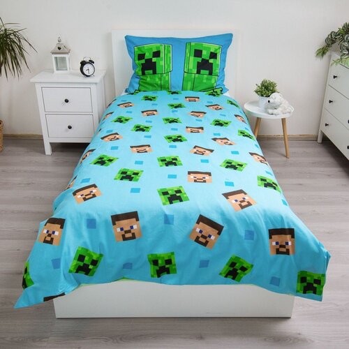 Jerry Fabrics Pamučna dječja posteljina sa svjetlećim efektom za krevet za jednu osobu 140x200 cm Minecraft &amp;quot;Jungle Fight&amp;quot; &amp;ndash; Slike