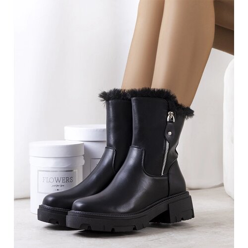 Gemre Black snow boots with fur Degli Cene