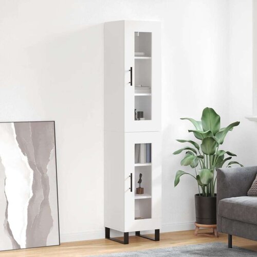  Visoka komoda bijeli 34 5x34x180 cm od konstruiranog drva Slike