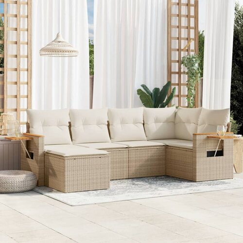 vidaXL 6-dijelni set vrtnih sofa s jastucima bež od poliratana Cijene