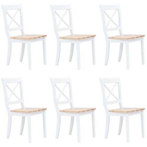 vidaXL Jedilni stoli 6 kosov beli in naravni trdni kavčukovec Cene