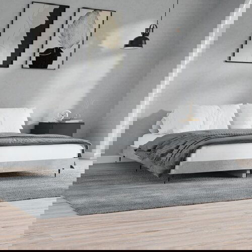 The Living Store Posteljni okvir betonsko siv 200x200 cm inženirski les - Posteljni Okvir, (21525948) Cene