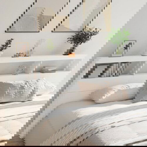 VidaXL Omarica za vzglavje postelje LED bela 220x17x102 cm Slike