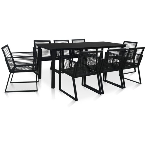  9-dijelni vrtni blagovaonski set od PVC ratana crni Cene