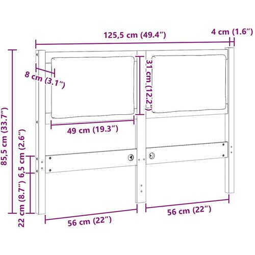 VidaXL uzglavlje ostalo smeđa 120 cm masivna borovina Slike