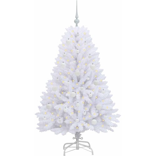  Umjetno božićno drvce s nogom Bijela 150 cm PVC i čelik Slike