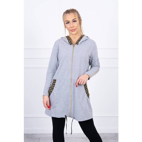 Kesi Sweatshirt with decorative belt in gray color Slike