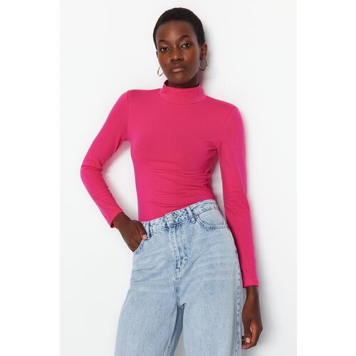 Trendyol Fuchsia Turtleneck Knitted Body with Snap Snaps Slike