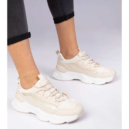 D/CEO marka niezdefiniowana Beige women's sneakers with gold accents Kella Cene