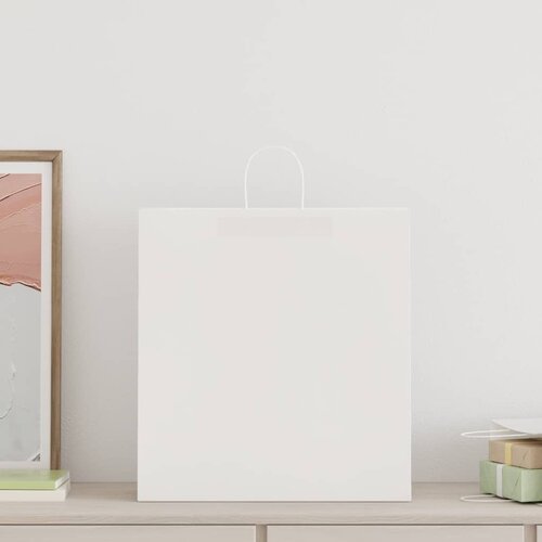  Papirnate vrećice 250 kom s ručkama bijele 45x17x48 cm Slike