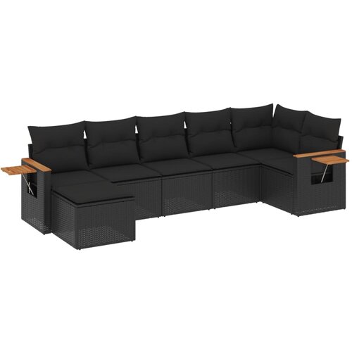 Maison Chic Seti vrtnega pohištva - Vrtna garnitura - Vrtni pohištvo set 7-delna z blazinami črn poli ratan, (21803026) Cene