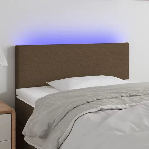 vidaXL LED posteljno vzglavje temno rjavo 100x5x78/88 cm blago