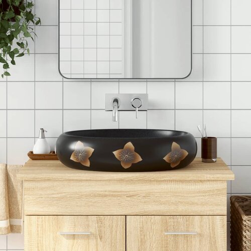 The Living Store Nadpultni umivalnik črn in moder ovalen 59x40x15 cm keramika - Nadpultni Umivalnik, (21657288) Cene