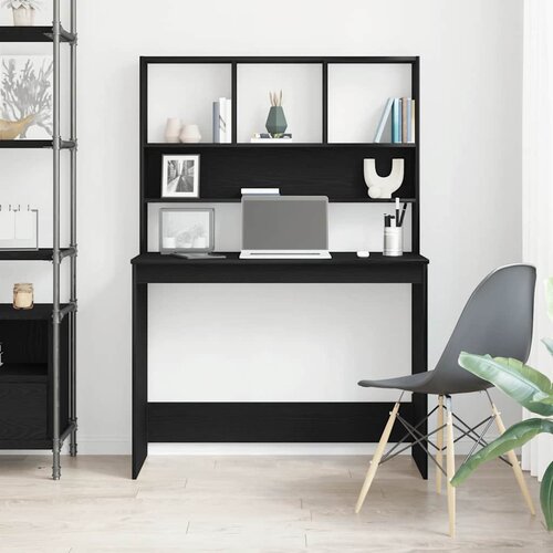  Radni stol s policama Crni hrast 102x45x148 cm Konstruirano drvo Slike