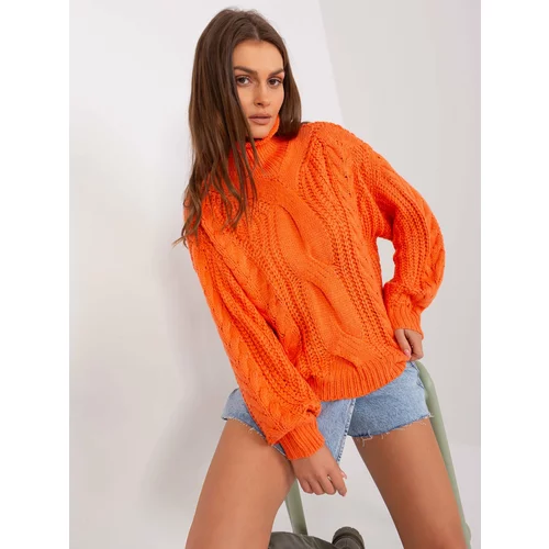Fashion Hunters Orange oversize sweater with cables