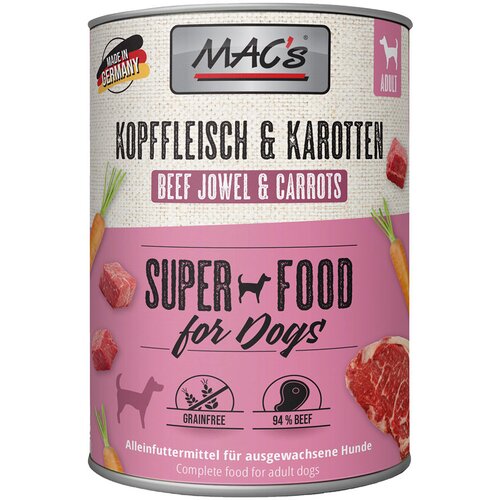  Varčno pakiranje MAC's Adult 12 x 800 g - Meso z glave & korenje Cijene