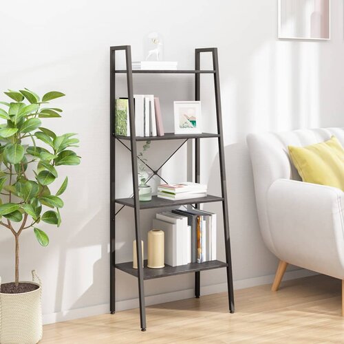 VidaXL 4-nadstropni stoječi regal črn 56x35x140 cm Slike