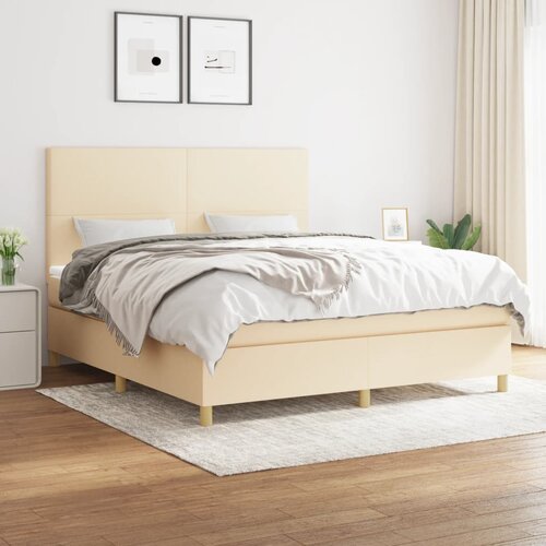  Krevet s oprugama i madracem krem 160x200 cm od tkanine Cijene