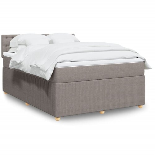 vidaXL Box spring postelja z vzmetnico taupe 160x200 cm blago Cene